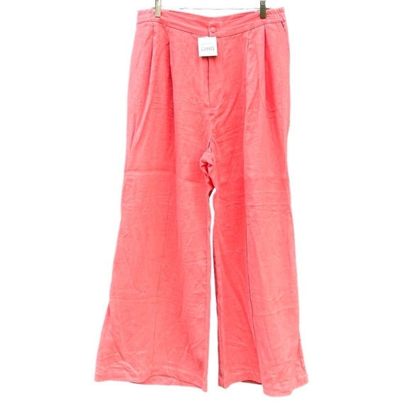 SLEEPER Women's Size‎ XL Coral Dynasty Linen High Rise Wide Leg Pants - Picture 2 of 13